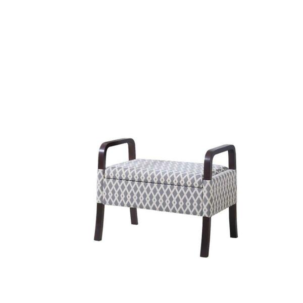Ore Furniture 23 In. Triangle Trellis Grey Vanity Wooden Arm Storage Seat HB4716